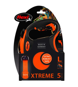 Поводок-рулетка Flexi Xtreme L (до 65 кг) 5 м лента оранжевая