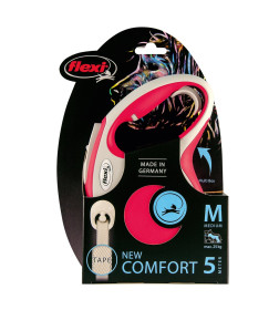 Поводок-рулетка Flexi NEW LINE Comfort M (до 25 кг) лента 5 м серый/красный