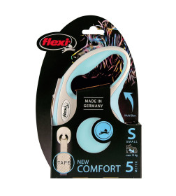 Поводок-рулетка Flexi NEW LINE Comfort S (до 15 кг) лента 5 м серый/голубой