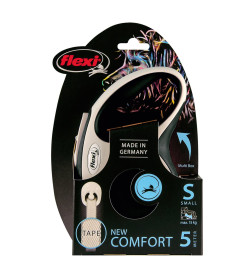 Поводок-рулетка Flexi NEW LINE Comfort S (до 15 кг) лента 5 м серый/черный