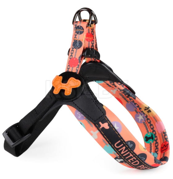 Шлейка United Pets для собак Complete me Forever 1,5 x 34-42 см, оранжевая с рисунком (GPCMH2210AFO) 