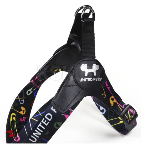 Шлейка United Pets для собак Complete me 1,5 - XS 34-42, черный с разноцветными булавками (GPCMH2310MSP) 