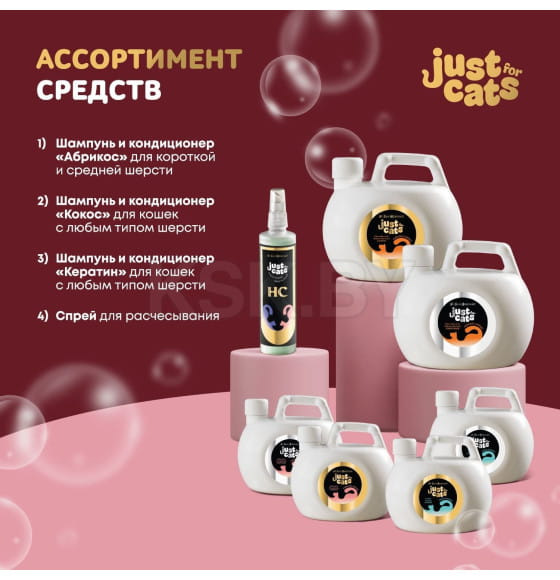 Восстанавливающий шампунь для любого типа шерсти ISB Just for cats Keratin 1000 мл (SHACHE1000) 