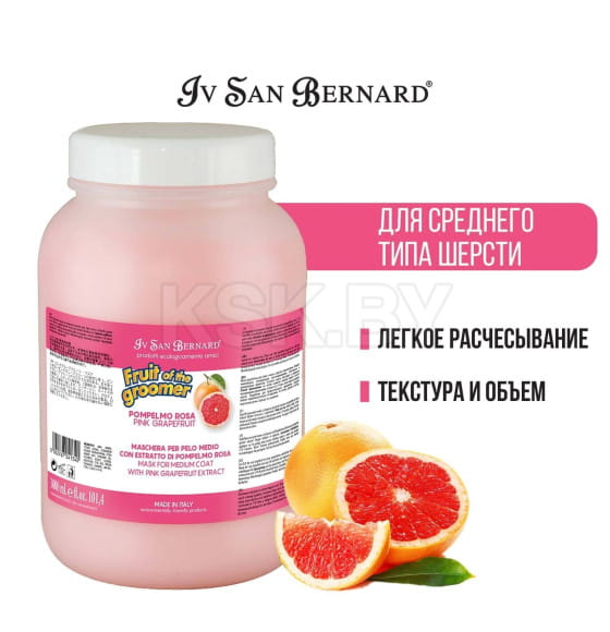 Восстанавливающая маска для шерсти средней длины с витаминами ISB Fruit of the Groomer Pink Grapefruit 3 л (NMASPO3000) 