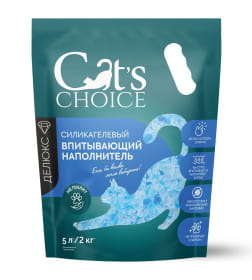 Силикагелевый впитывающий наполнитель Cat's choice с синими гранулами 5л/2 кг