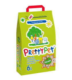 Наполнитель PrettyCat для грызунов и птиц древесный из осиновых гранул 2 кг (6 л)