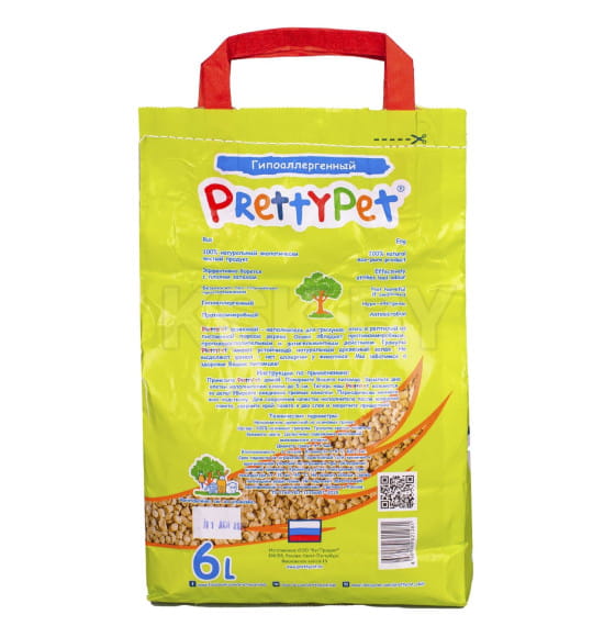 Наполнитель PrettyCat для грызунов и птиц древесный из осиновых гранул 2 кг (6 л) (620383) 