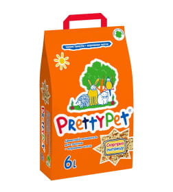 Наполнитель PrettyCat для грызунов и птиц древесный с морковными чипсами 2 кг (6л) (замена 620079-6)