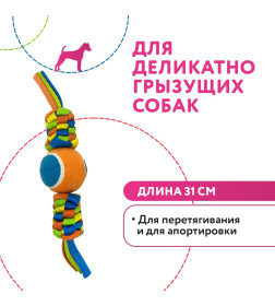 Игрушка для собак Petpark Плетенка с теннисным мячом 6 см