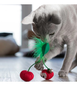 Игрушка для кошек Petstages Dental "Вишни" с кошачьей мятой, 7 см
