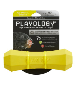 Жевательная палочка Playology SQUEAKY CHEW STICK для собак средних и крупных пород с ароматом курицы, большая, цвет желтый