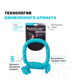 Жевательное кольцо-канат Playology DRI-TECH RING для собак средних и крупных пород с ароматом арахиса, цвет голубой
