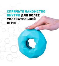 Жевательное кольцо-многогранник Playology CHANNEL CHEW RING для собак средних и крупных пород с ароматом арахиса, цвет голубой