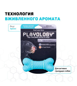 Двухслойная жевательная косточка Playology DUAL LAYER BONE для собак средних и крупных пород с ароматом арахиса, большая, цвет гол