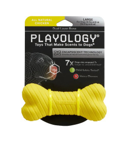 Двухслойная жевательная косточка Playology DUAL LAYER BONE для собак средних и крупных пород с ароматом курицы, большая, цвет желт
