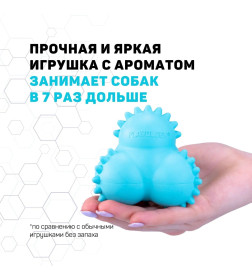 Дентальный жевательный тройной мяч Playology  SQUEAKY BOUNCE BALL для щенков 4-8 месяцев с ароматом арахиса, цвет голубой