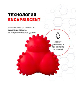 Дентальный жевательный тройной мяч Playology SQUEAKY BOUNCE BALL для щенков 4-8 месяцев с ароматом говядины, цвет красный