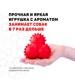 Дентальный жевательный тройной мяч Playology SQUEAKY BOUNCE BALL для щенков 4-8 месяцев с ароматом говядины, цвет красный