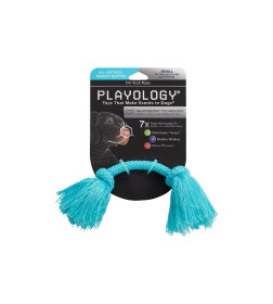 Жевательный канат Playology DRI-TECH ROPE для собак мелких пород с ароматом арахиса, маленький, цвет голубой