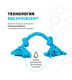 Жевательный канат Playology DRI-TECH ROPE для собак мелких пород с ароматом арахиса, маленький, цвет голубой