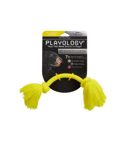 Жевательный канат Playology DRI-TECH ROPE для собак мелких пород с ароматом курицы, маленький, цвет желтый