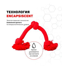 Жевательный канат Playology DRI-TECH ROPE для собак средних и крупных пород с ароматом говядины, большой, цвет красный