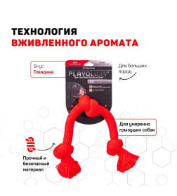 Жевательный канат Playology DRI-TECH ROPE для собак средних и крупных пород с ароматом говядины, большой, цвет красный