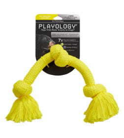 Жевательный канат Playology DRI-TECH ROPE для собак средних и крупных пород с ароматом курицы, большой, цвет желтый