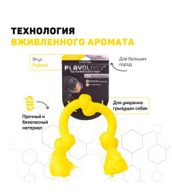 Жевательный канат Playology DRI-TECH ROPE для собак средних и крупных пород с ароматом курицы, большой, цвет желтый