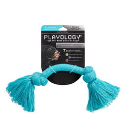 Жевательный канат Playology DRI-TECH ROPE для собак средних пород с ароматом арахиса, средний, цвет голубой