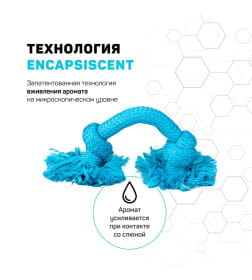 Жевательный канат Playology DRI-TECH ROPE для собак средних пород с ароматом арахиса, средний, цвет голубой