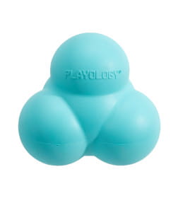 Жевательный тройной мяч Playology SQUEAKY BOUNCE BALL для собак средних и крупных пород с пищалкой и с ароматом арахиса, цвет голу