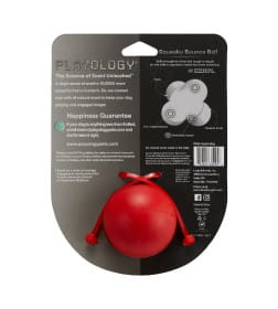Жевательный тройной мяч Playology SQUEAKY BOUNCE BALL для собак средних и крупных пород с пищалкой и с ароматом говядины, цвет кра