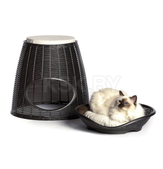 Домик для кошек BAMA PET PASHA 52х60х46/55h см, с подушечками, коричневый (19162) 