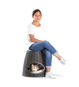 Домик для кошек BAMA PET PASHA 52х60х46/55h см, с подушечками, коричневый