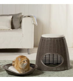 Домик для кошек BAMA PET PASHA 52х60х46/55h см, с подушечками, светло-коричневый/бежевый