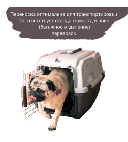 Переноска MPS SKUDO 3  60х41х40h см с металлической дверцей с замком серая