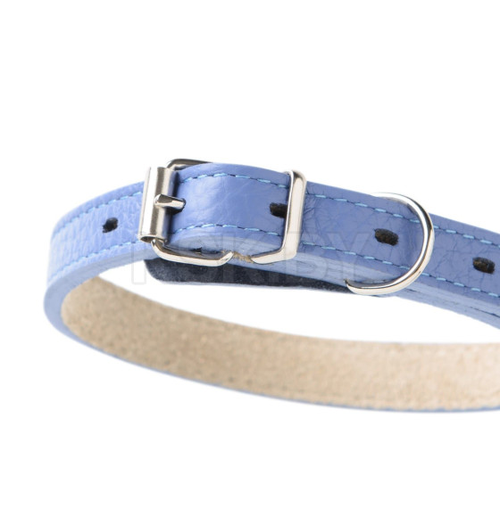 Ошейник Mr.Kranch для собак из натуральной кожи прямой, 39-50см, васильковый (MKR177516) 