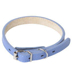 Ошейник Mr.Kranch для собак из натуральной кожи прямой, 39-50см, васильковый