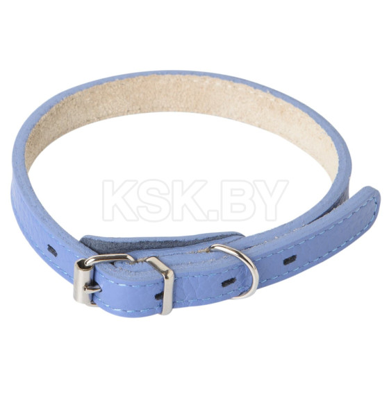 Ошейник Mr.Kranch для собак из натуральной кожи прямой, 39-50см, васильковый (MKR177516) 