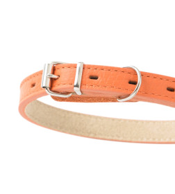 Ошейник Mr.Kranch для собак из натуральной кожи прямой, 33-40см, оранжевый