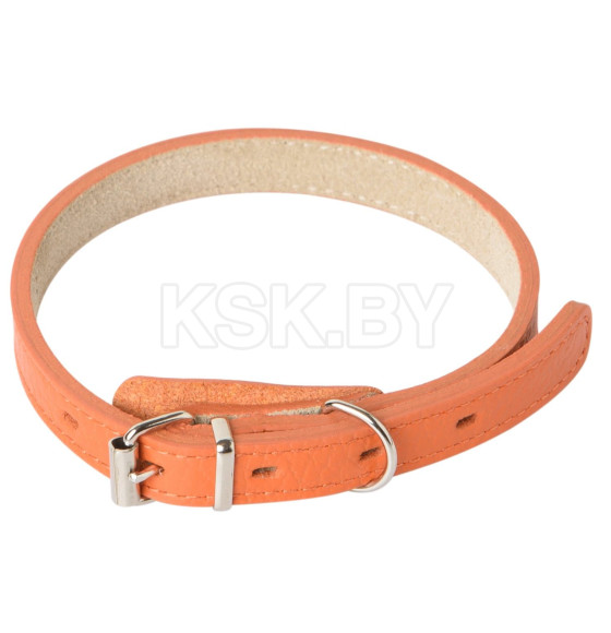 Ошейник Mr.Kranch для собак из натуральной кожи прямой, 33-40см, оранжевый (MKR177295) 