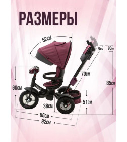 Велосипед 3-х кол. ZIGZAG PREMIUM 12"/10" T420-8 Бордовый