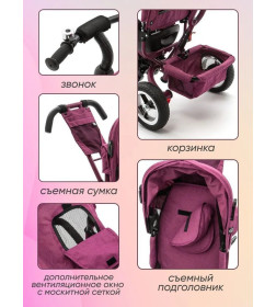 Велосипед 3-х колесный ZIGZAG CLASSIC 10"/8" 5588 Бордовый