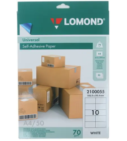 Бумага самоклеящаяся А4 70 г/м2 10 делений (105х59,4 мм, 50 листов) Lomond 2100055
