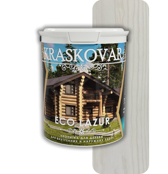 Пропитка для дерева Kraskovar Eco Lazur, БЕЛЫЙ 0,9л
