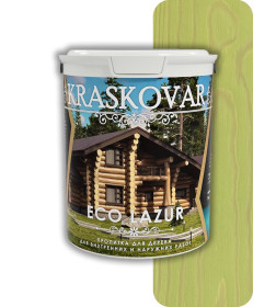 Пропитка для дерева Kraskovar Eco Lazur, ФИСТАШКОВЫЙ 0,9л