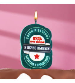 Свеча для торта "Вечно пьяный", 6,5 см, зеленая 7761388