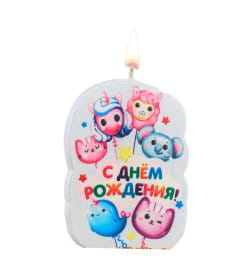 Свеча для торта "С Днём Рождения, Шарики зверятки", 6,5 см 5289935