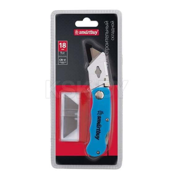 Нож строительный трапециевидное лезвие, складной, 5 сменных лезвий Smartbuy Tools SBT-KNTF-18p1 (SBT-KNTF-18p1)